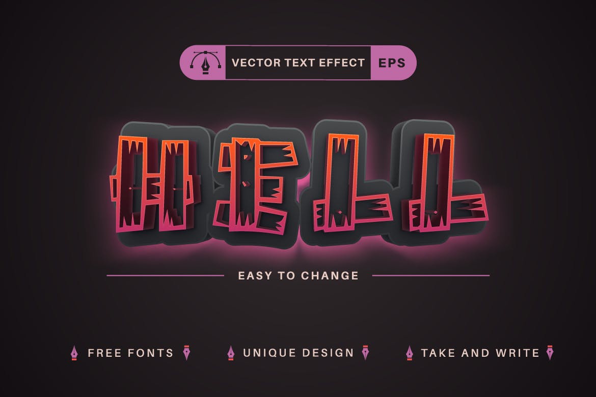 木制恐怖矢量文字效果字体样式 Wooden Horror – Editable Text Effect, Font Style 样机素材 第4张