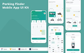 停车位搜索移动应用UI设计套件 Parking Finder Mobile App UI Kit
