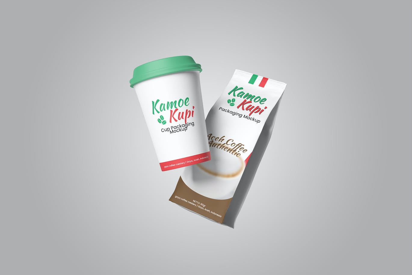 促销咖啡杯&袋包装样机图psd模板 Promotion Coffee Packaging Mockup 样机素材 第1张