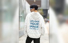 背面视图连帽衫实景展示样机图 Back-View Hoodie Mockup Featuring a Man