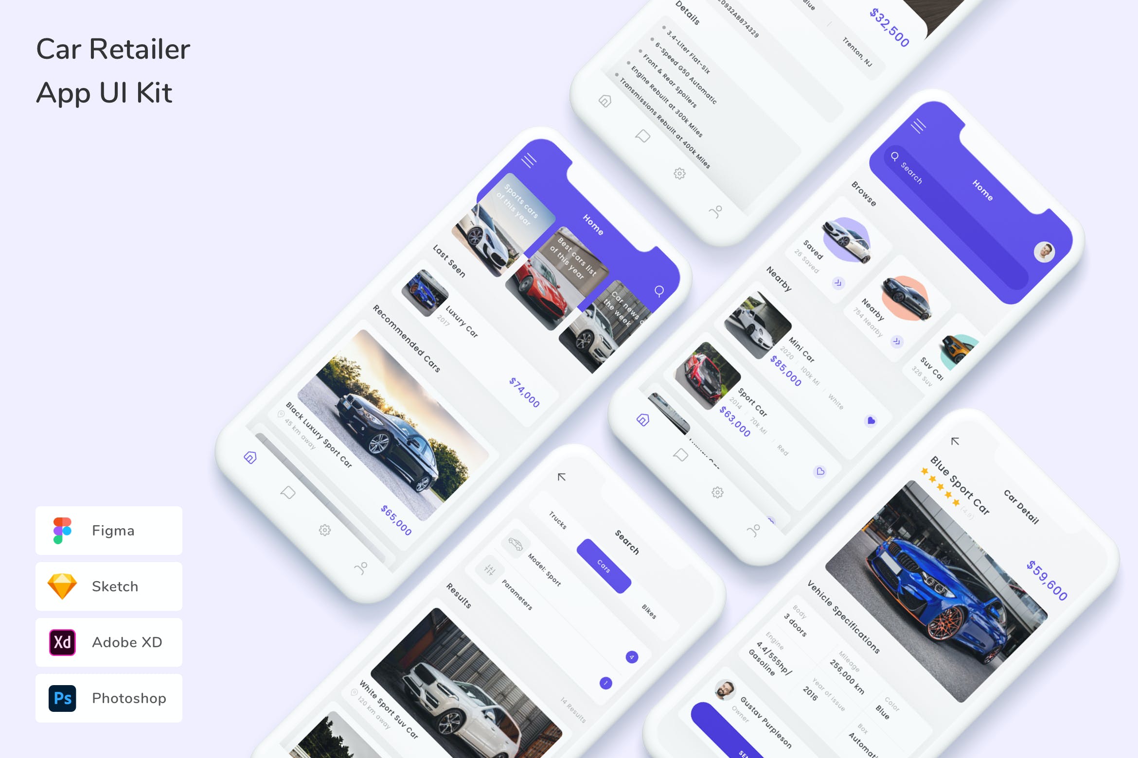 汽车经销商移动应用UI设计套件 Car Retailer App UI Kit APP UI 第1张