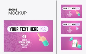 3D概念URL导航栏和手机样机图psd素材 Set Url Navigator Bar and Mobiles Mockup