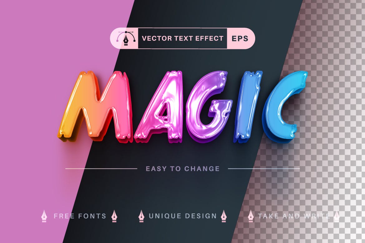 彩色液体矢量文字效果字体样式 Unicorn Slime – Editable Text Effect, Font Style 插件预设 第3张