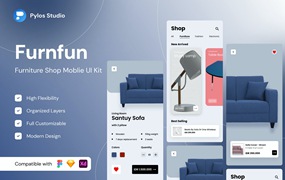 家具电商App应用程序界面设计UI套件 Furnfun – Furniture Shop Mobile App UI Kits