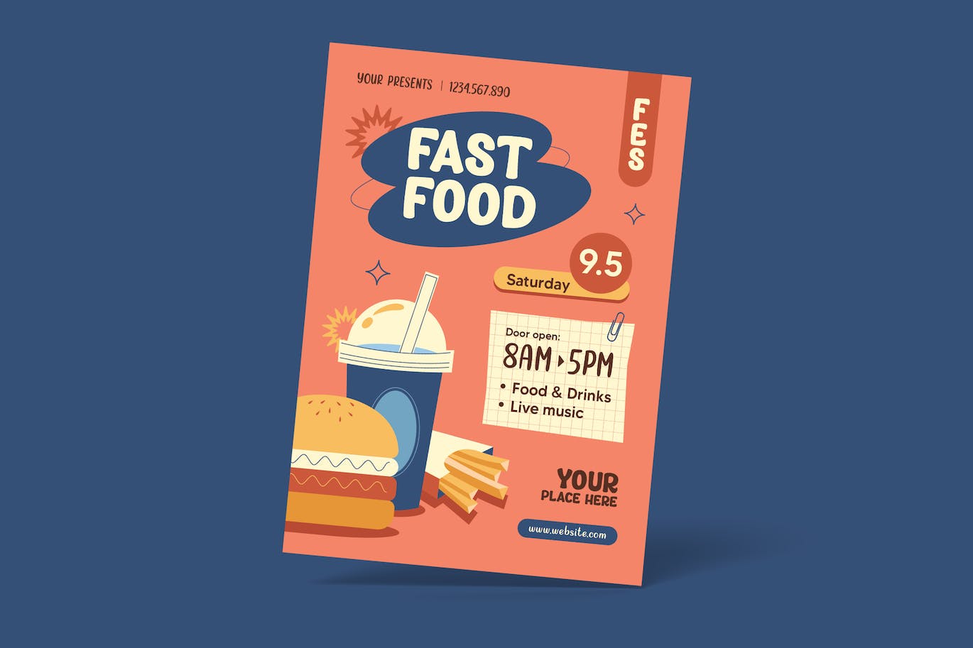 食品快餐节海报模板下载 Fast Food Festival Flyer 设计素材 第1张