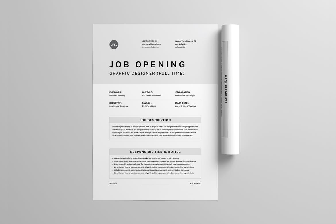 工作岗位发布传单模板 Job Posting Template 设计素材 第2张