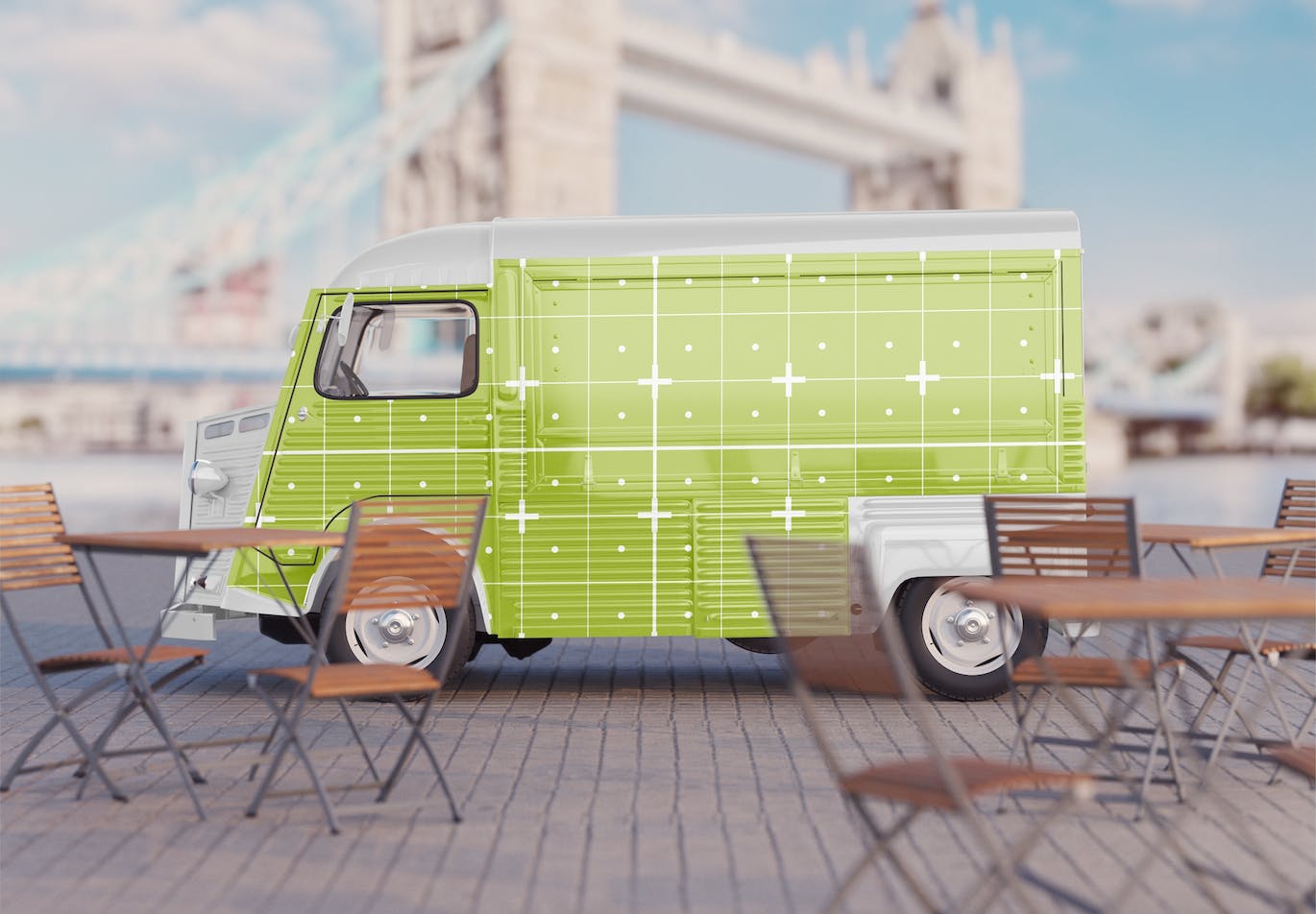 复古餐车广告场景样机图 Set Vintage Food Truck Scene Mockup 样机素材 第7张