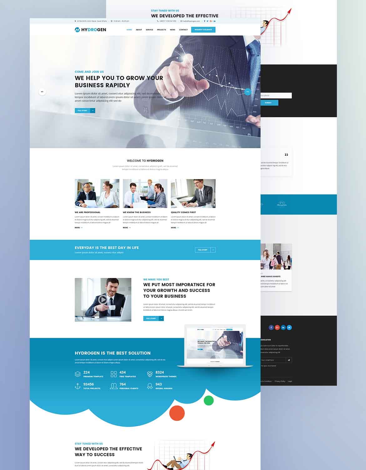 公司和商业网站着陆页PSD模板 Hydrogen – Corporate & Business Psd Template APP UI 第4张