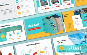 旅行社介绍谷歌幻灯片演示文稿模板 VAKANZ – Travel Agency Google Slide Template