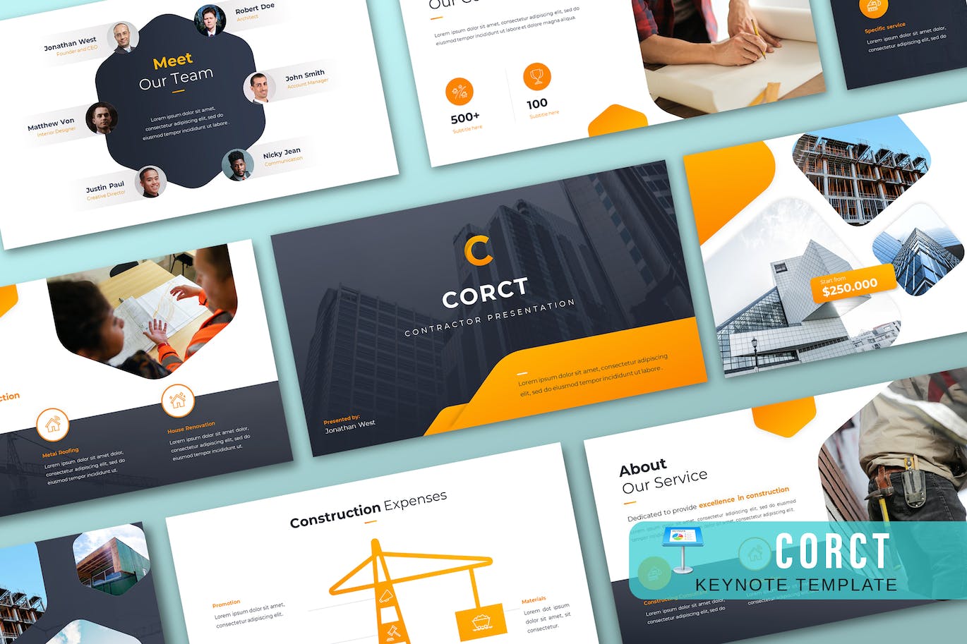 建筑构造Keynote幻灯片设计模板 CORR – Constructions Keynote Template 幻灯图表 第1张