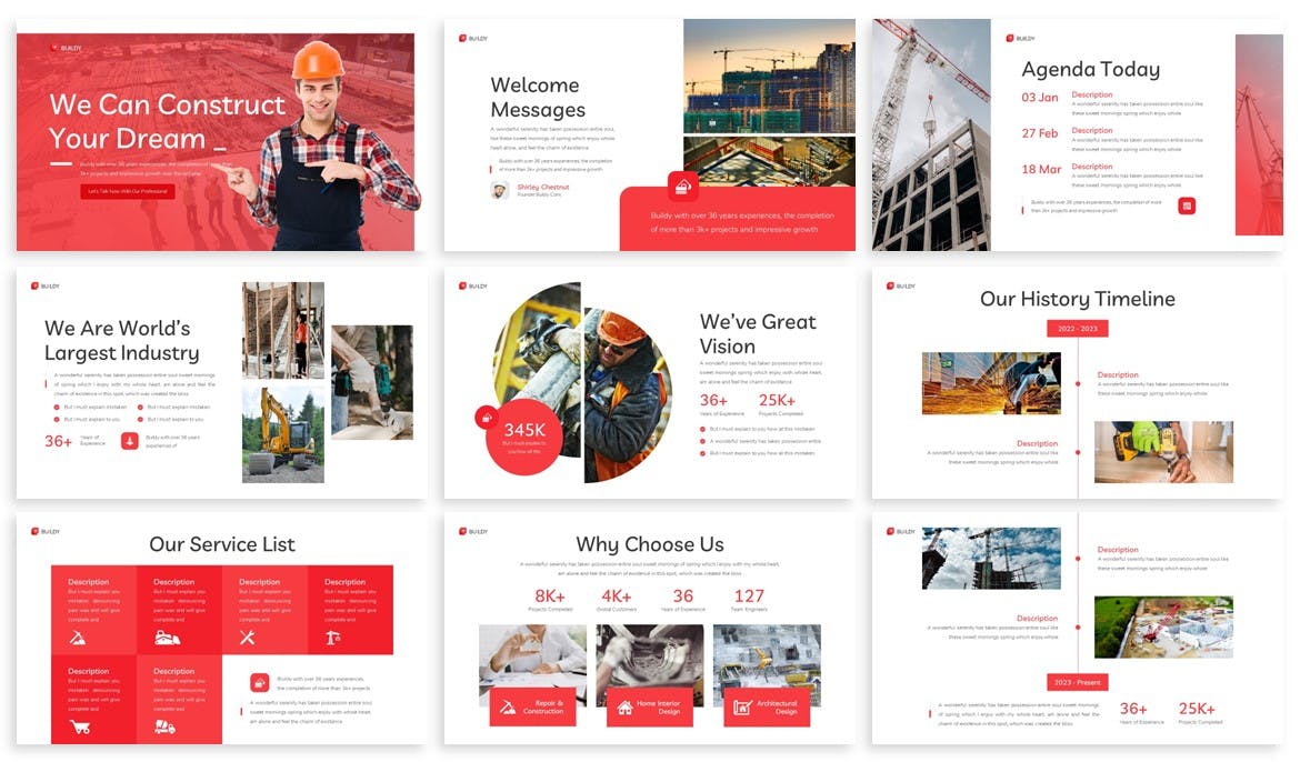 基建施工PowerPoint演示文稿模板 Buildy – Construction Powerpoint Template 幻灯图表 第4张