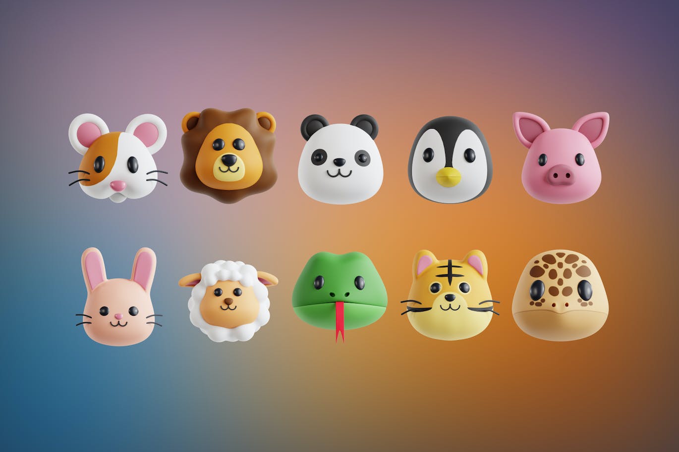 3D动物头像图标集v2 Animals v.2 3D Icon Set 图标素材 第4张