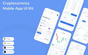 金融加密货币移动应用UI设计套件 Cryptocurrency Mobile App UI Kit