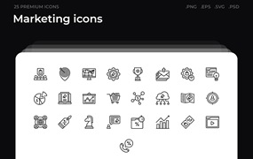 25枚营销主题简约线条矢量图标 Marketing icons