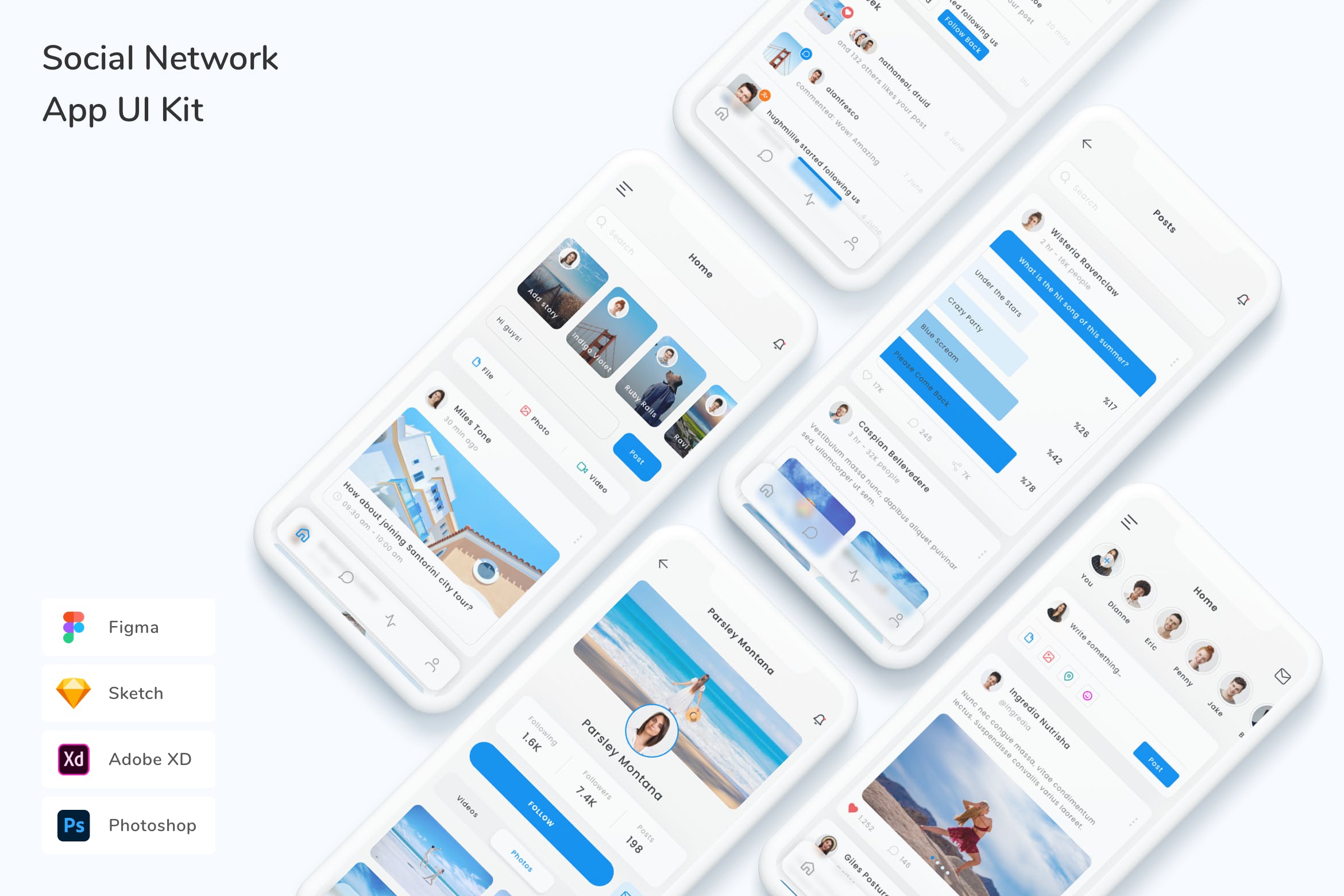 社交网络移动应用UI设计套件 Social Network App UI Kit APP UI 第1张