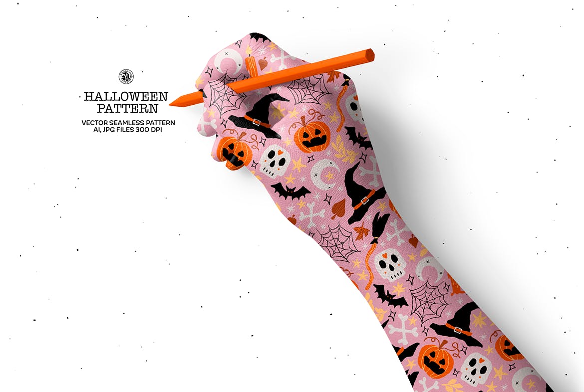 万圣节元素矢量图案 Halloween Vector Pattern 图片素材 第2张