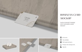 圆角名片设计展示样机图 Business Card Mockup