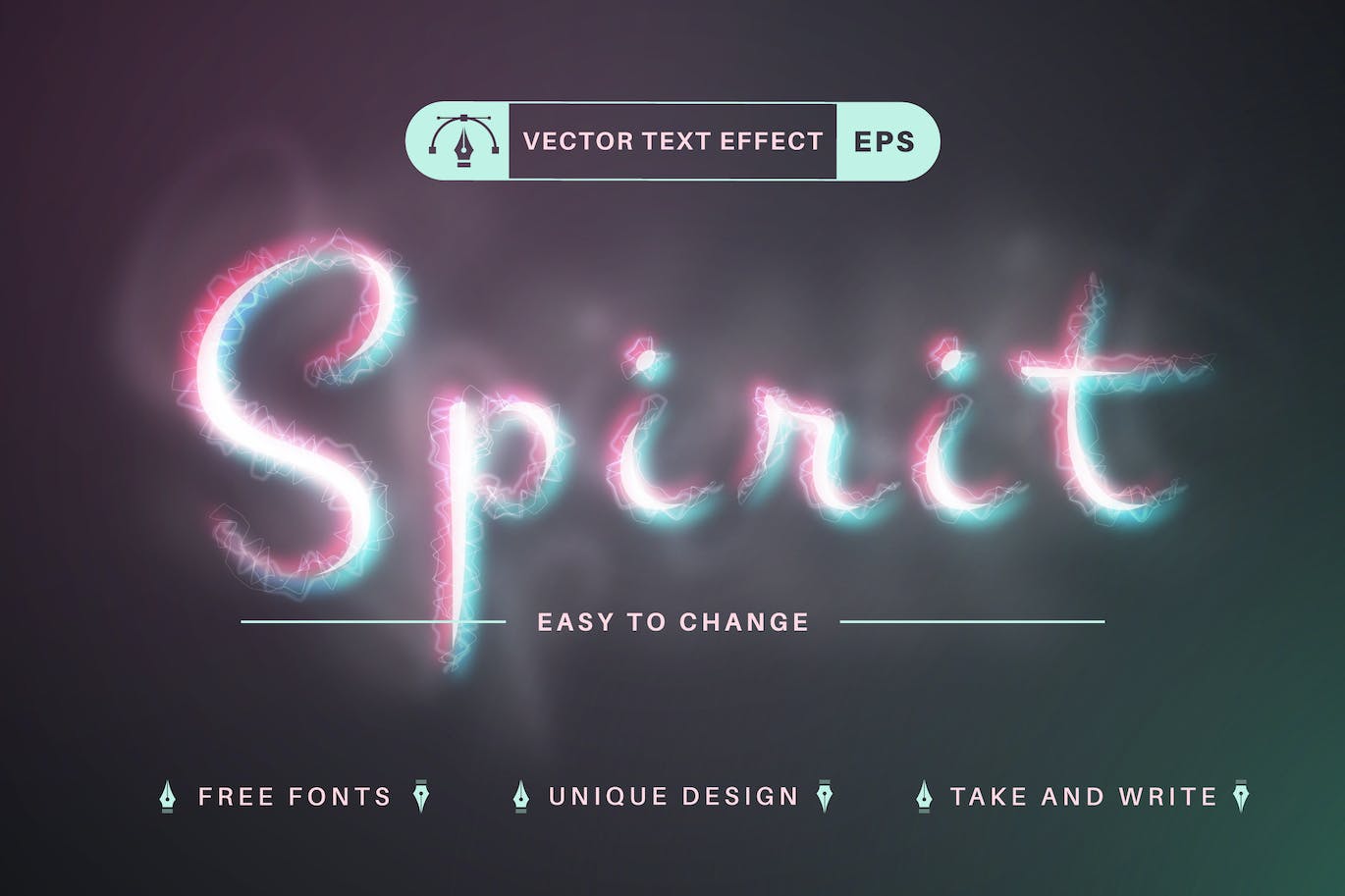 灵魂抽象发光矢量文字效果字体样式 Spirit – Editable Text Effect, Font Style 插件预设 第1张