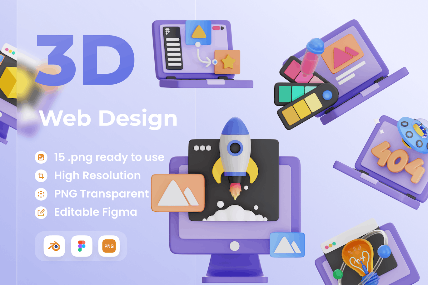 网页设计3D图标插画 Web Design 3D Illustration 图标素材 第1张