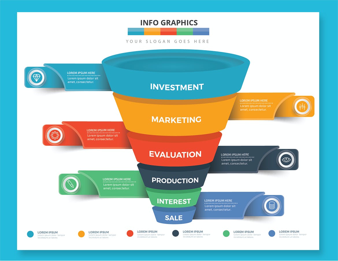 分层漏斗图信息图表模板 Funnel Infographics Design 幻灯图表 第4张