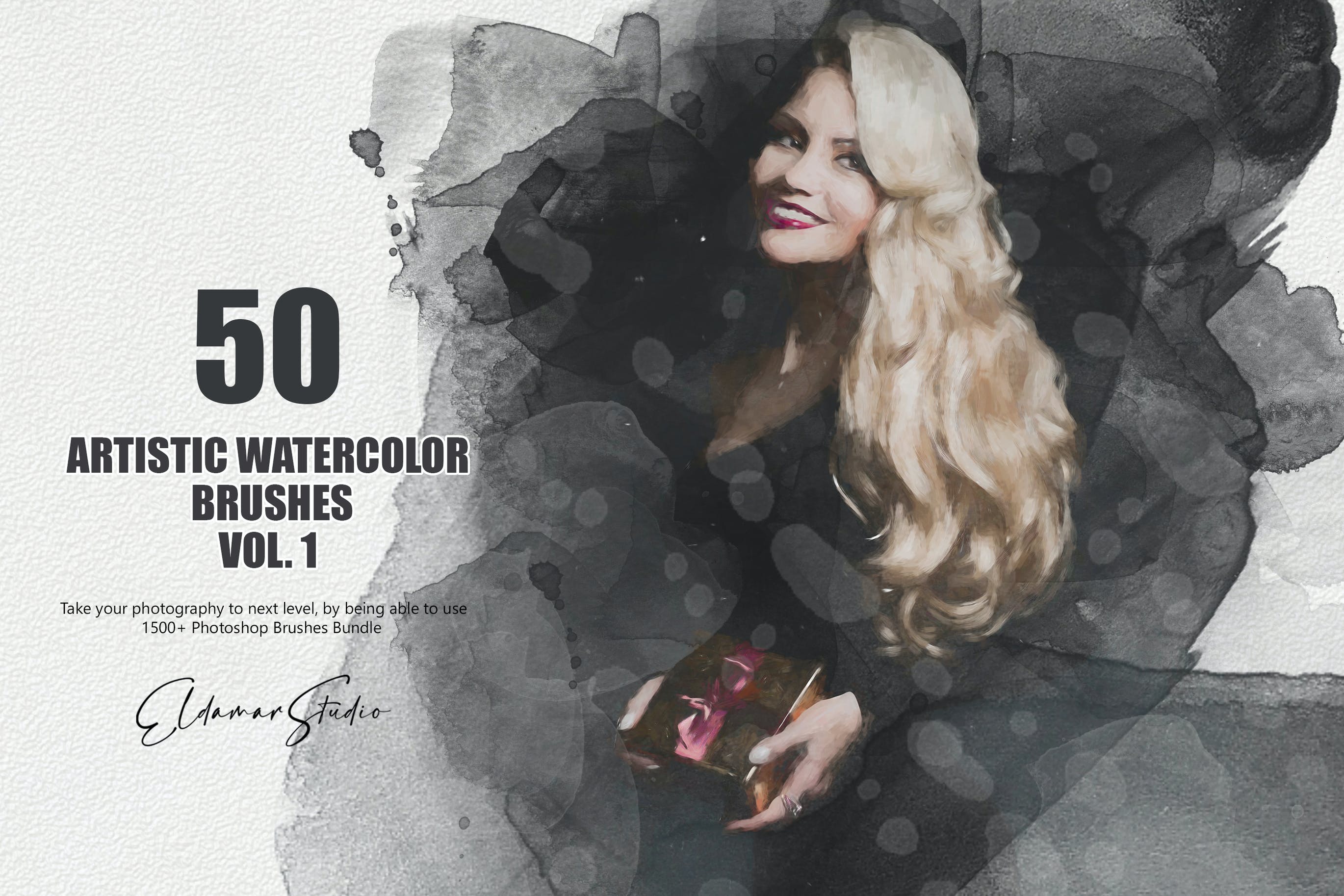 50个艺术水彩ps笔刷v1 50 Artistic Watercolor Brushes – Vol. 1 笔刷资源 第1张