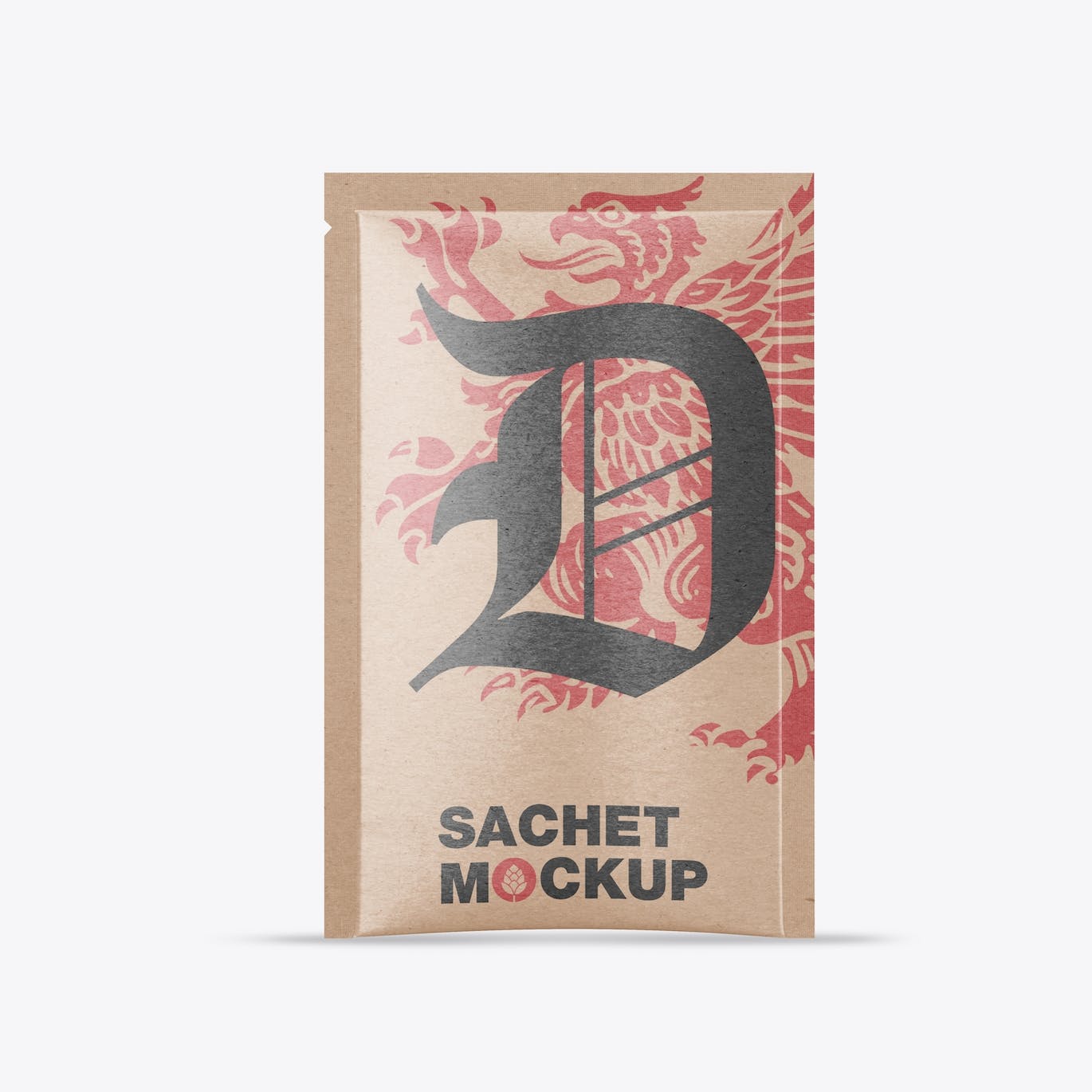 茶叶牛皮纸袋设计样机图 Set Kraft Sachet Mockup 样机素材 第3张