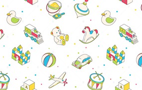 儿童趣味玩具等距图案 Funny Toys for Children – Isometric Pattern