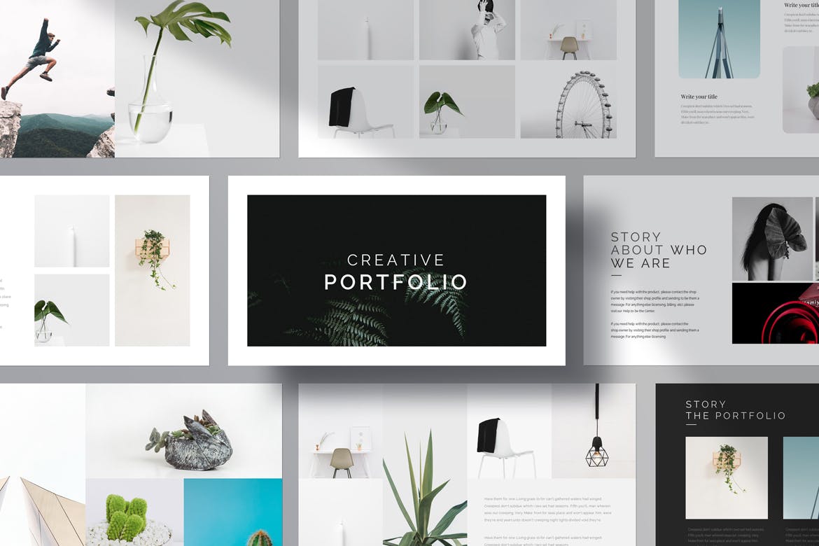 极简风作品展示Google幻灯片模板 Minimal Portfolio Google Slides Template 幻灯图表 第6张