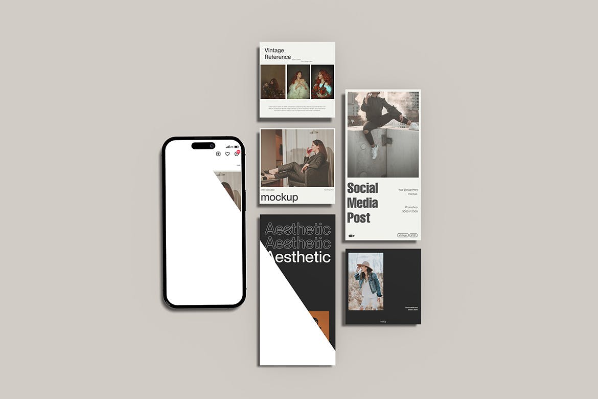 极简主义Instagram&屏幕手机样机 Minimalist Instagram Mockup 样机素材 第2张