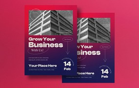 渐变色商业海报模板 Fuscia Gradient Business Flyer