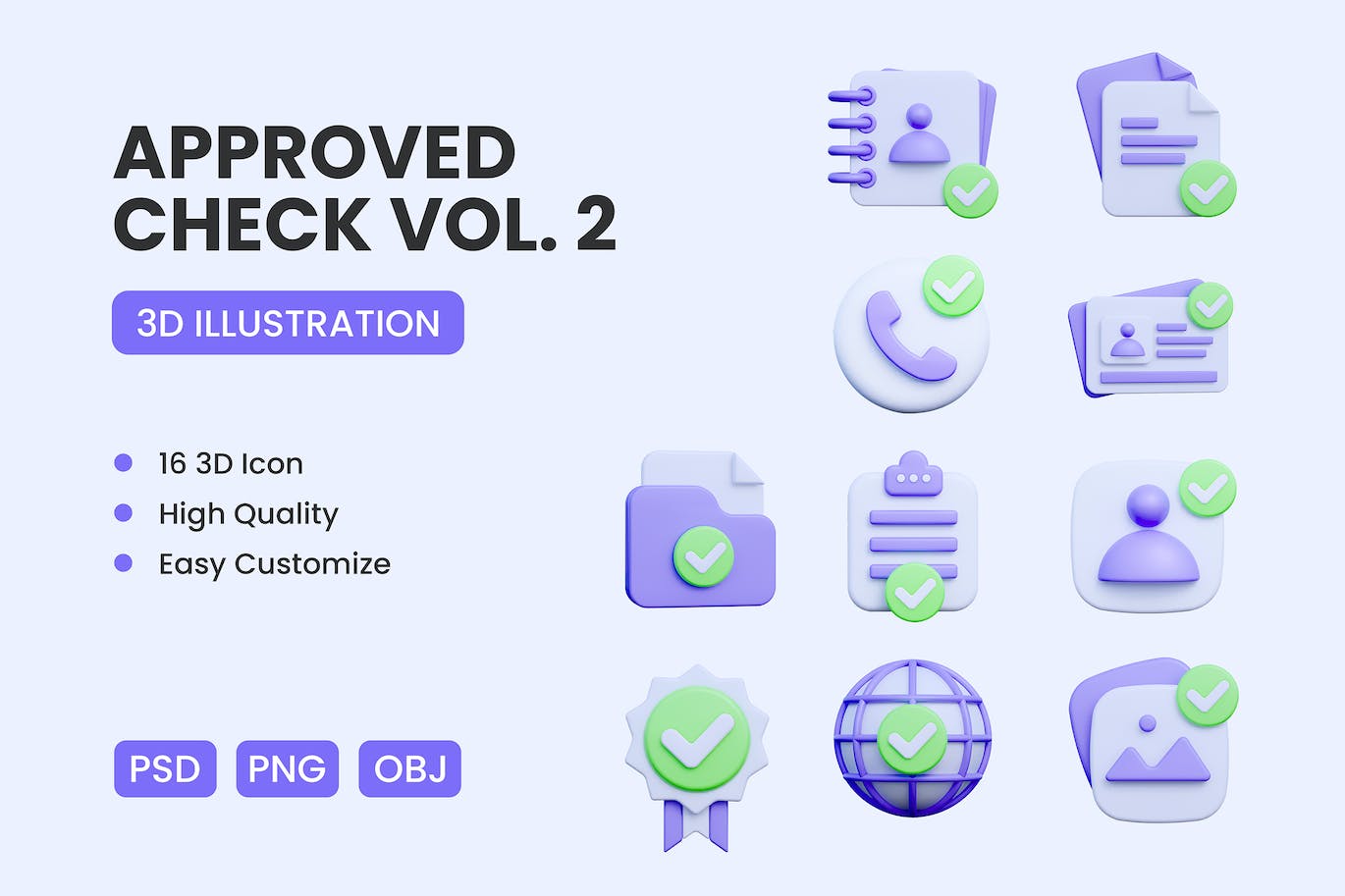 同意批准3D图标素材包v2 Approved 3D Icon VOL.2 图标素材 第1张