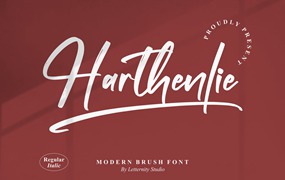 个人签名笔刷字体素材 Harthenlie Brush Font