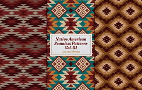 美洲原住民元素无缝图案v1 Native American Seamless Patterns Vol. 01