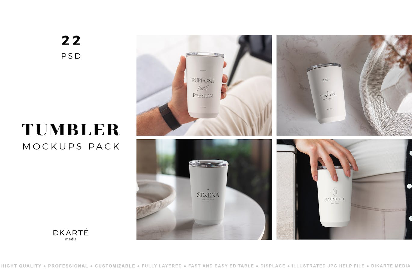 玻璃饮水杯包装设计样机素材包 Tumbler MockUps Pack 样机素材 第1张