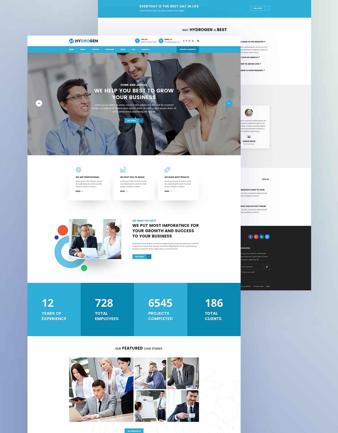 公司和商业网站着陆页PSD模板 Hydrogen – Corporate & Business Psd Template APP UI 第3张