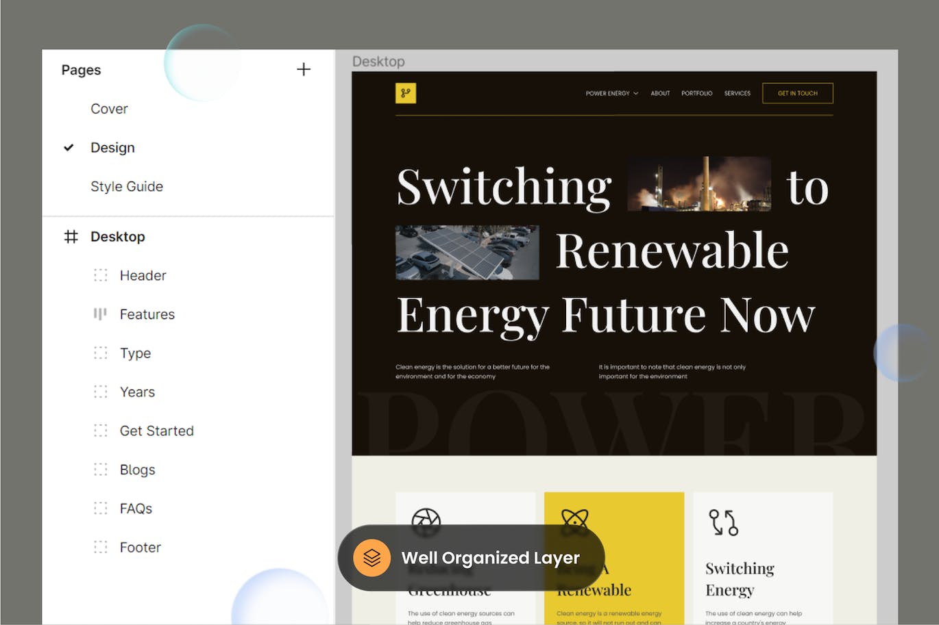 可再生能源网站着陆页面设计模板 Onicrom – Clean Energy Landing Page APP UI 第3张