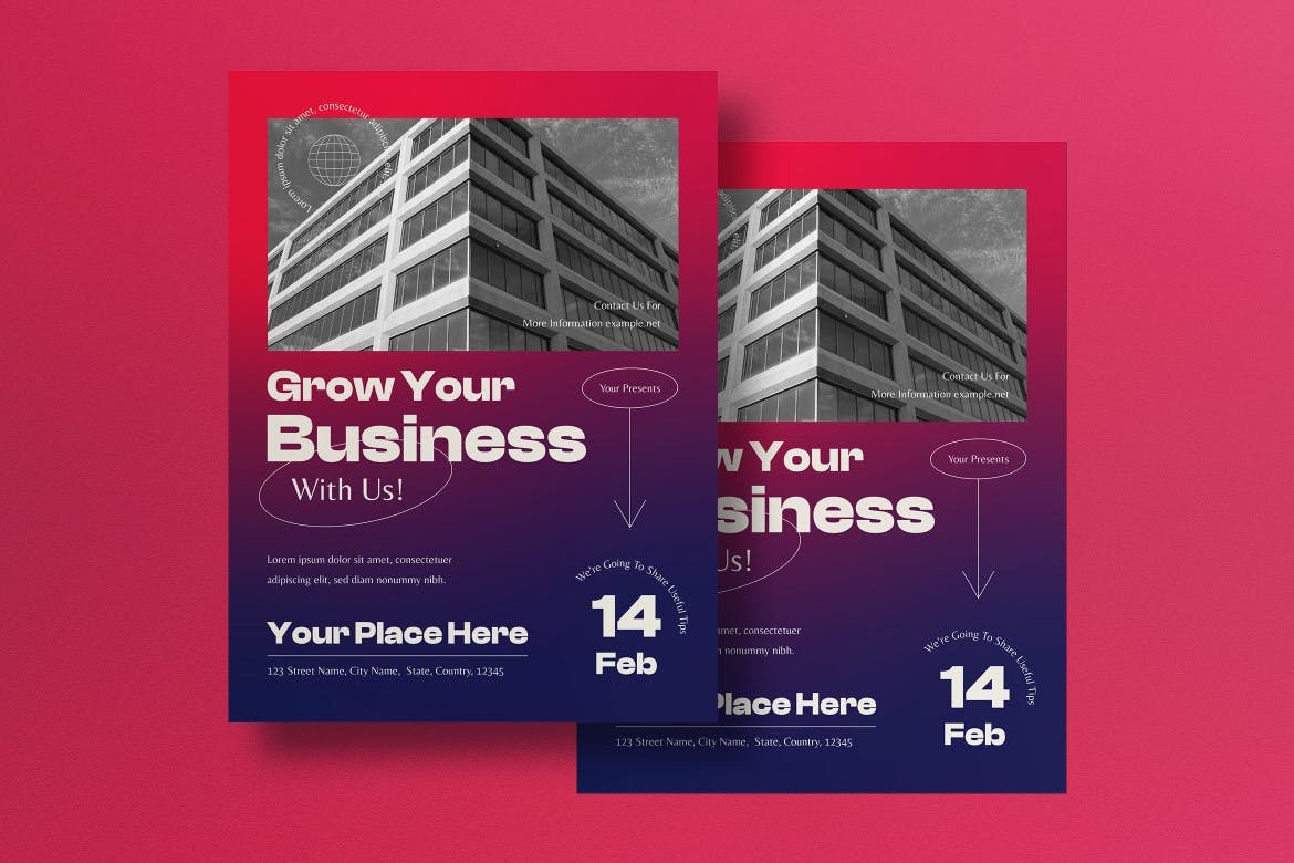 渐变色商业海报模板 Fuscia Gradient Business Flyer 设计素材 第1张