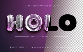 半透明全息矢量文字效果字体样式 Holo – Editable Text Effect, Font Style