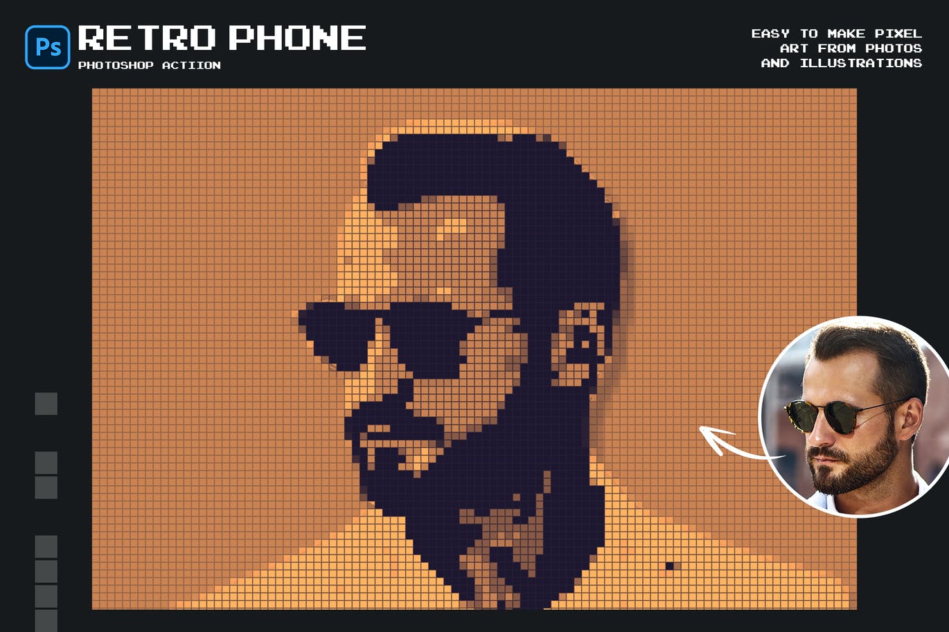 复古像素效果照片处理PS动作 Retro Phone Photoshop Action 插件预设 第6张