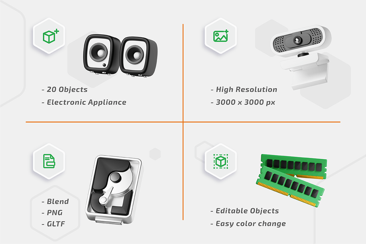 计算机硬件3D图标 Cubicle – Computer Hardware 3D Icon 图标素材 第5张