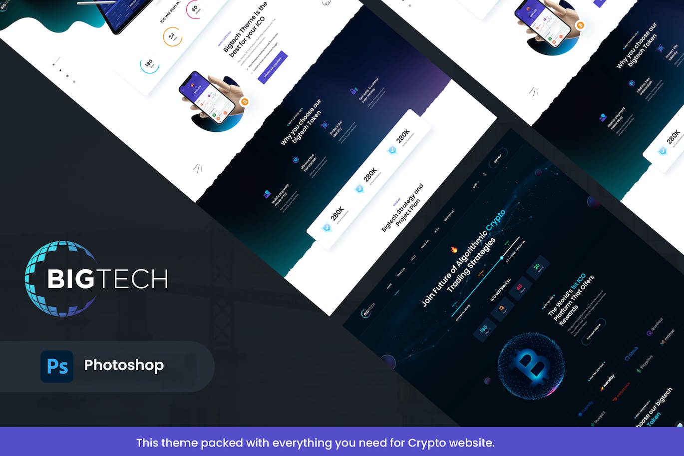 ICO和加密货币网站着陆页模板 Bigtech – ICO & Crypto Landing Figma Template APP UI 第1张