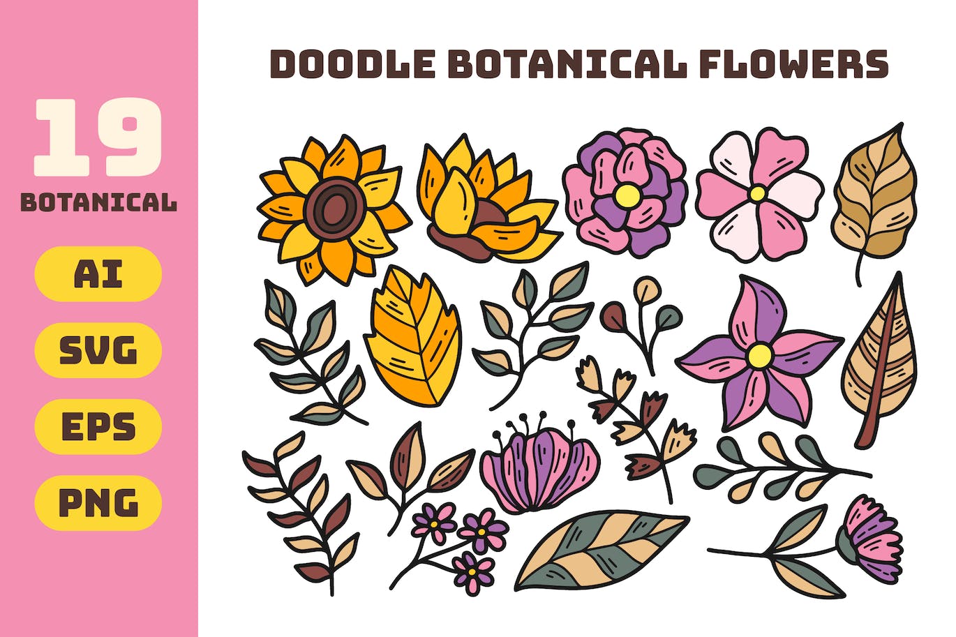 涂鸦系列植物图标素材 Doodle Botanical Collection 图标素材 第1张