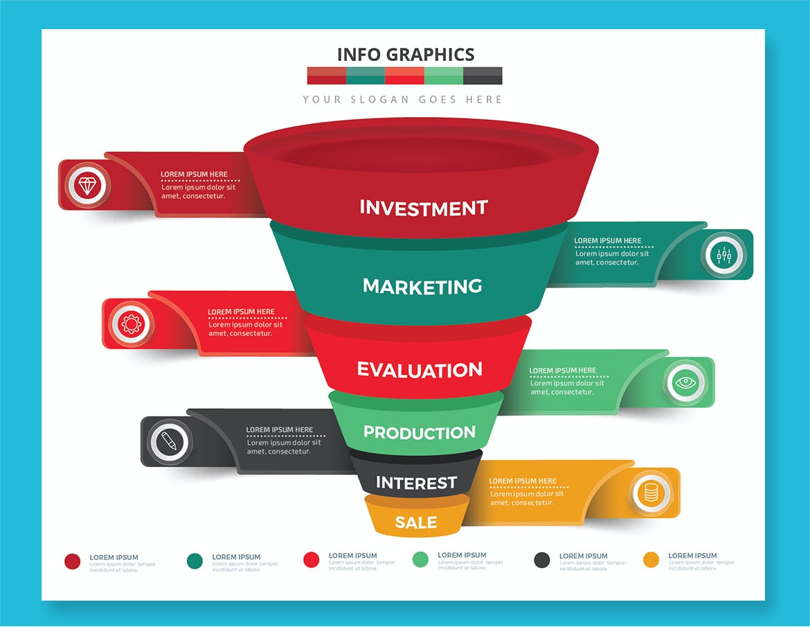 分层漏斗图信息图表模板 Funnel Infographics Design 幻灯图表 第5张