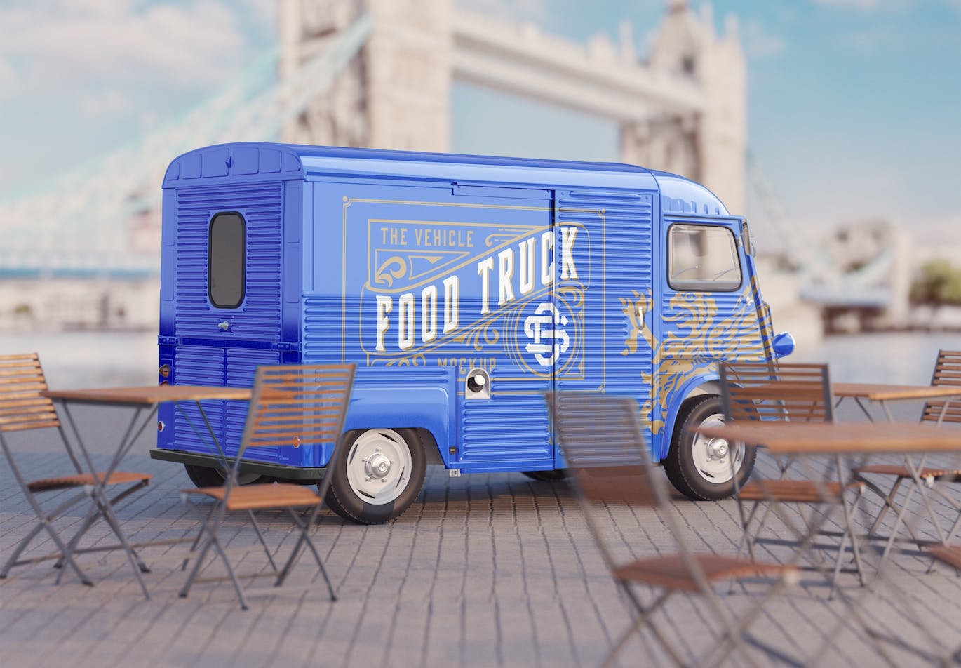 复古餐车广告场景样机图 Set Vintage Food Truck Scene Mockup 样机素材 第10张