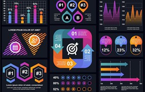 步骤方案信息数据图表设计矢量模板 Set of Infographics