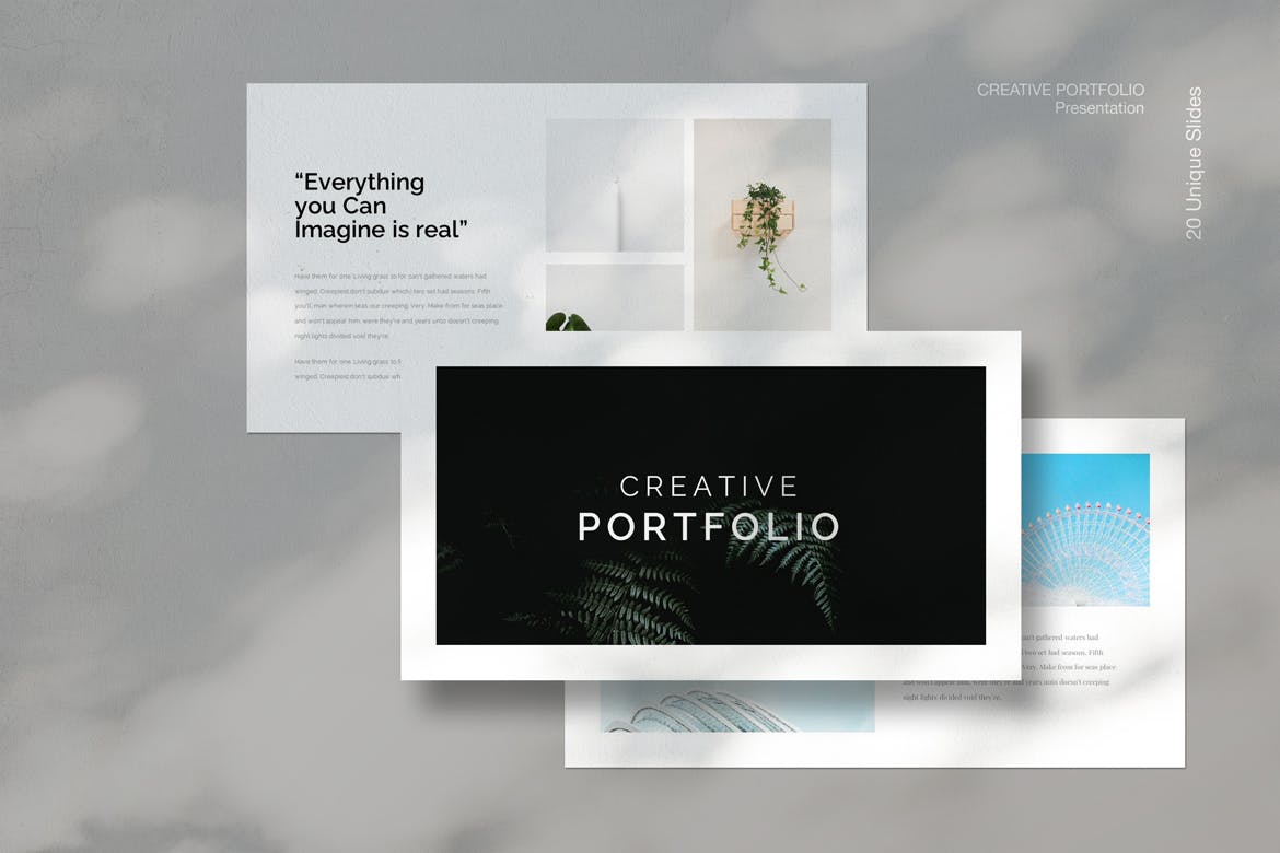 极简风作品展示Google幻灯片模板 Minimal Portfolio Google Slides Template 幻灯图表 第3张