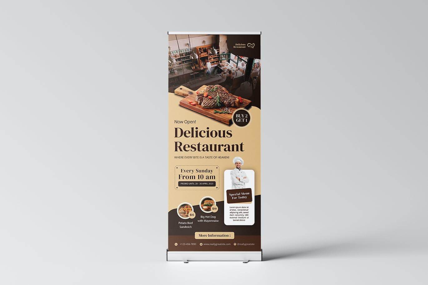 美味餐厅易拉宝模板 Delicious Resto Roll Up Banner 样机素材 第5张