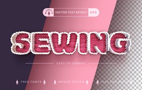 锯齿边框线条矢量文字效果字体样式 Thread – Edit Text Effect, Editable Font Style