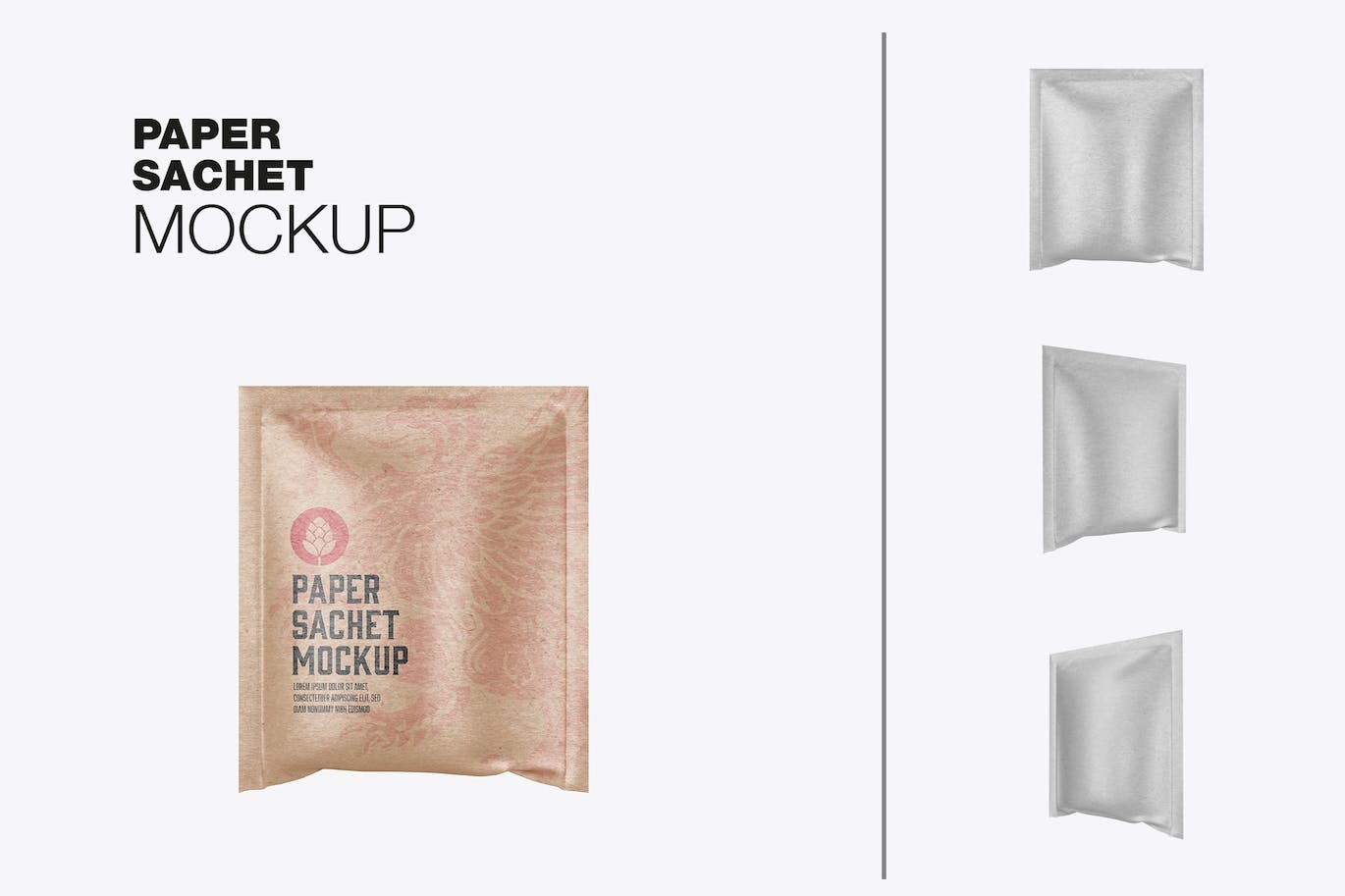 牛皮纸袋包装设计样机图 Kraft Sachet Mockup 样机素材 第1张