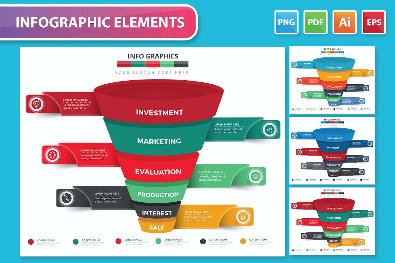 分层漏斗图信息图表模板 Funnel Infographics Design 幻灯图表 第1张